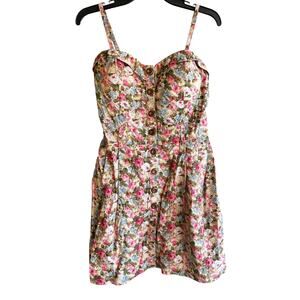 POETRY sweetheart babydoll feminine floral jumper dress cottage whimsy NWT Sz L